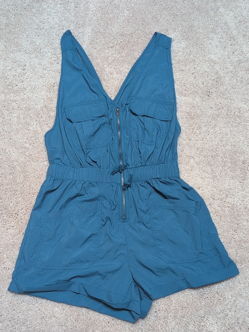 Free People Teal Utility Romper with Pockets